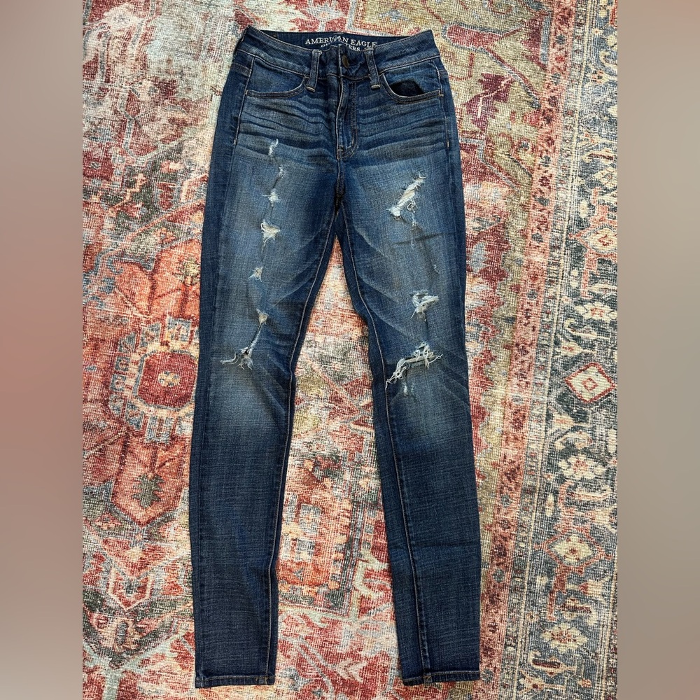 Distressed American Eagle Blue Jeans
